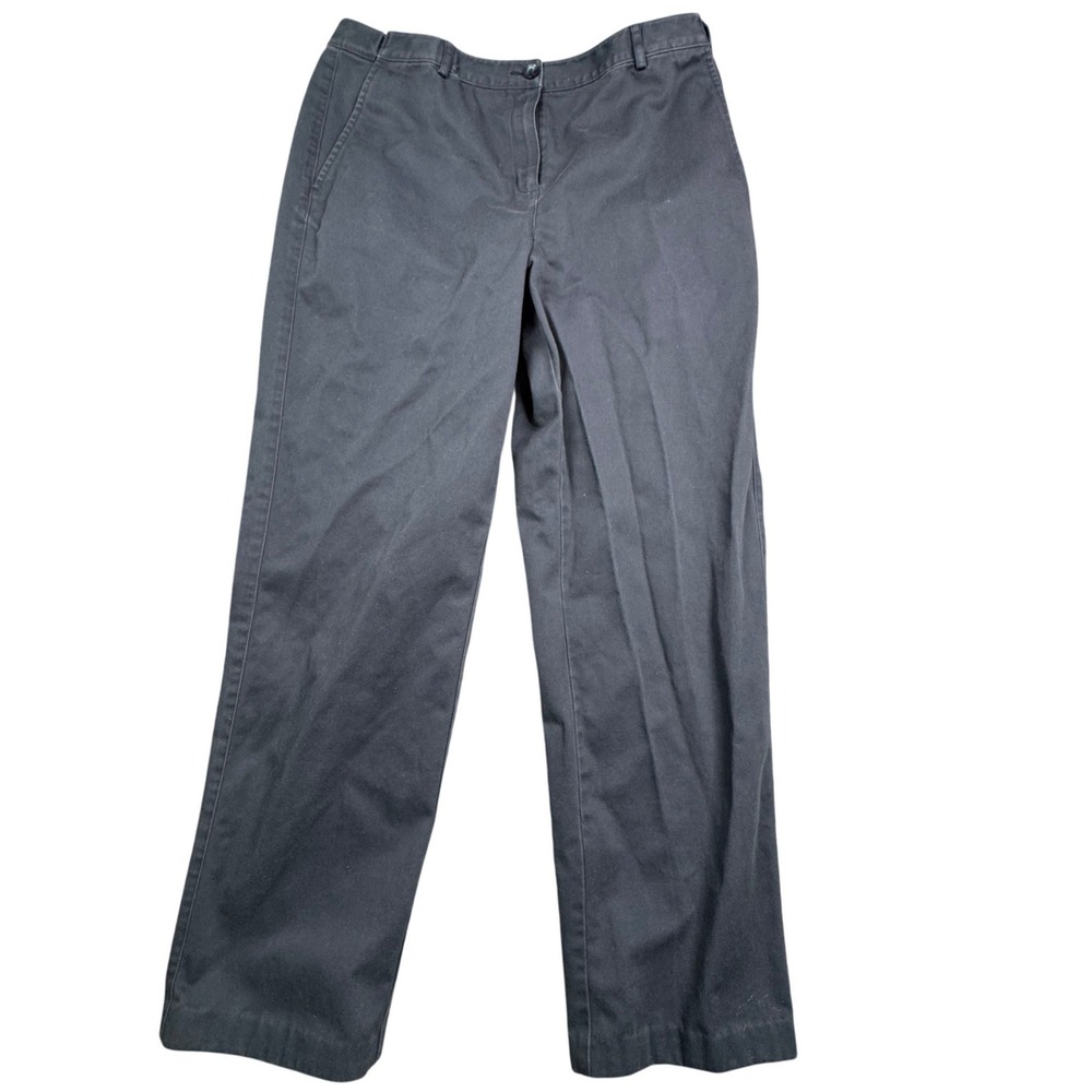 LL Bean Classic Fit Chino Pants Womens 14 MT Navy Blue Cotton Straight Leg